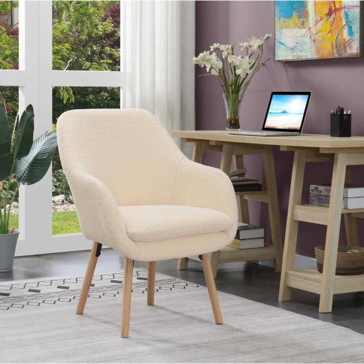 Ivory Sherpa Wingback Charlie Accent Chair