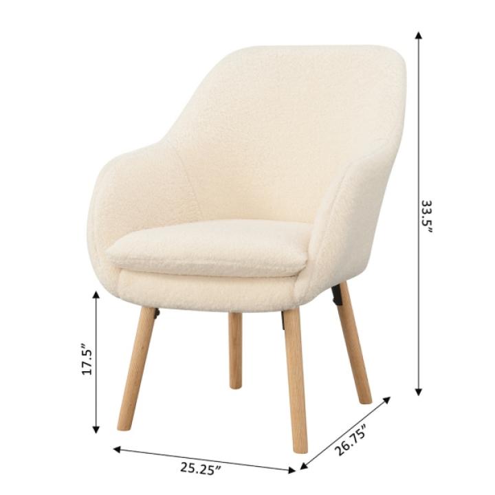 Ivory Sherpa Wingback Charlie Accent Chair