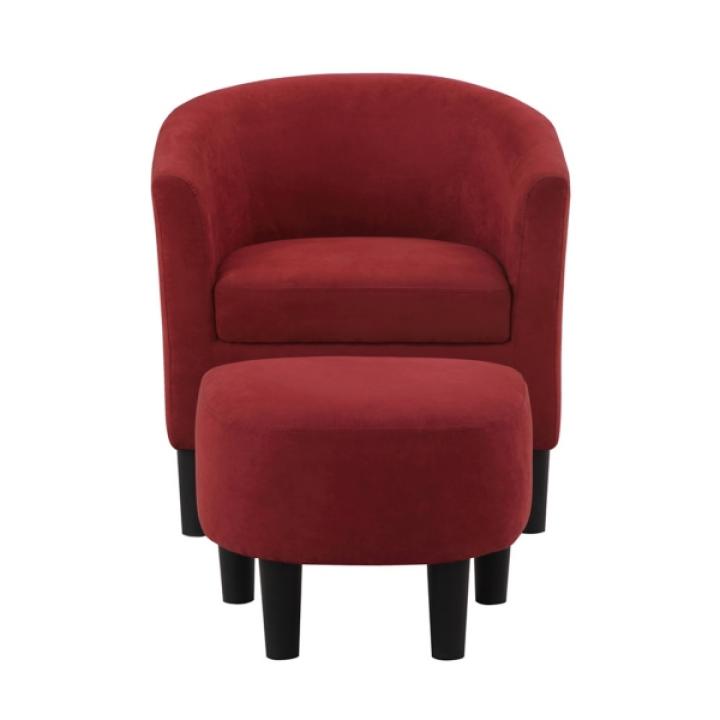 Red Churchill Accent Chair & Ottoman Set