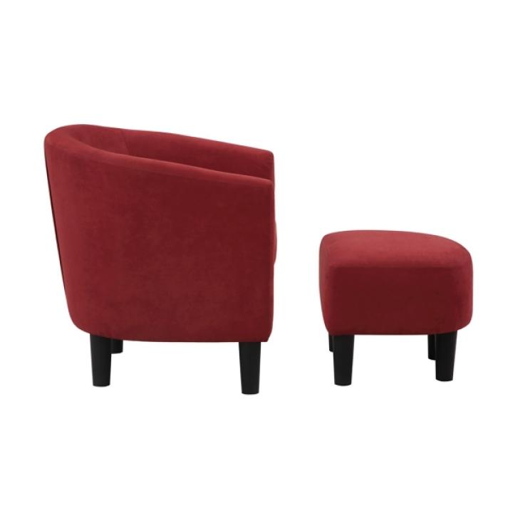 Red Churchill Accent Chair & Ottoman Set