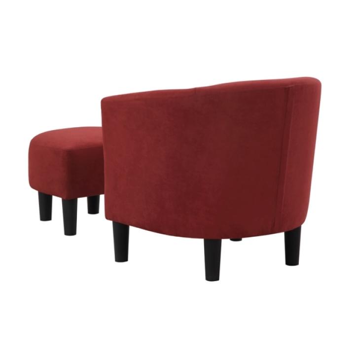 Red Churchill Accent Chair & Ottoman Set