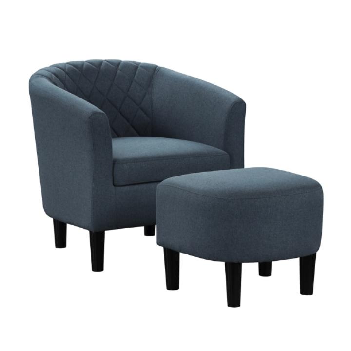 Navy Diamond Tufted Accent Chair & Ottoman Set