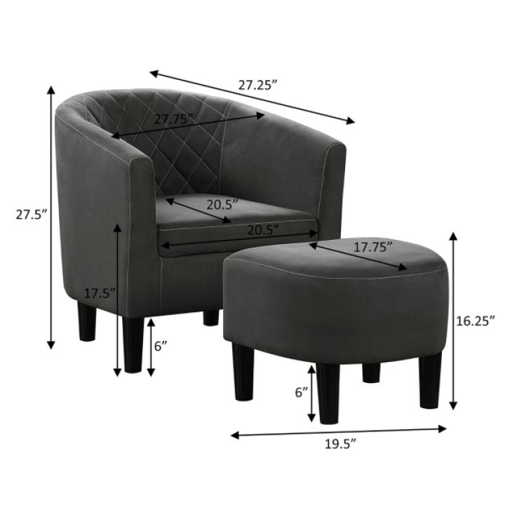 Black Diamond Tufted Accent Chair & Ottoman Set