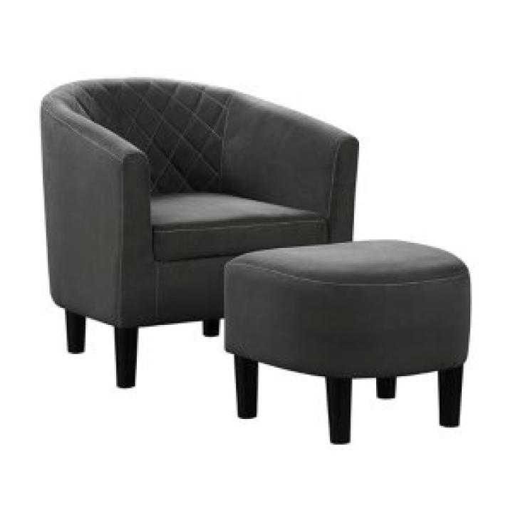 Black Diamond Tufted Accent Chair & Ottoman Set