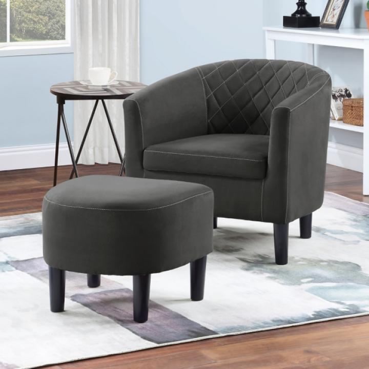 Black Diamond Tufted Accent Chair & Ottoman Set