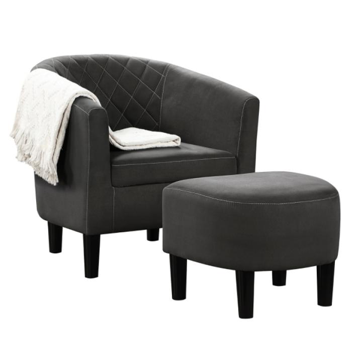 Black Diamond Tufted Accent Chair & Ottoman Set