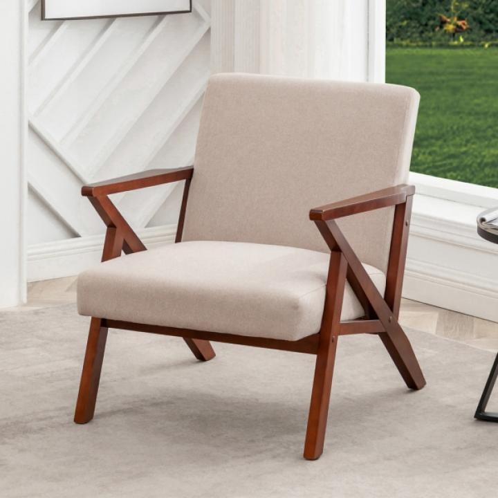 Neutral Upholstered Cliff Lounge Accent Chair