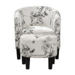 Black & White Floral Accent Chair & Ottoman Set