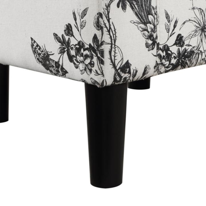 Black & White Floral Accent Chair & Ottoman Set