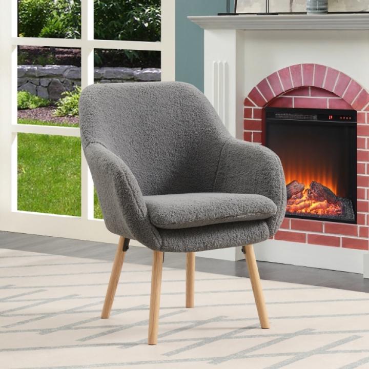 Gray Sherpa Wingback Charlie Accent Chair