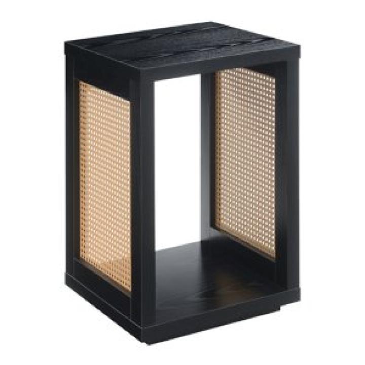 Northfield Black Woven Rattan Open Accent Table