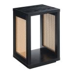 Northfield Black Woven Rattan Open Accent Table