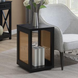 Northfield Black Woven Rattan Open Accent Table
