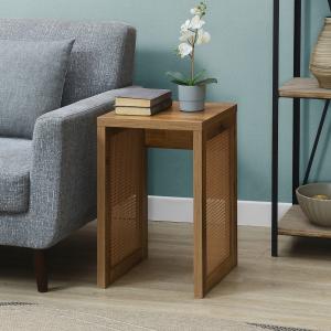 Northfield Brown Rattan Sides Open Accent Table