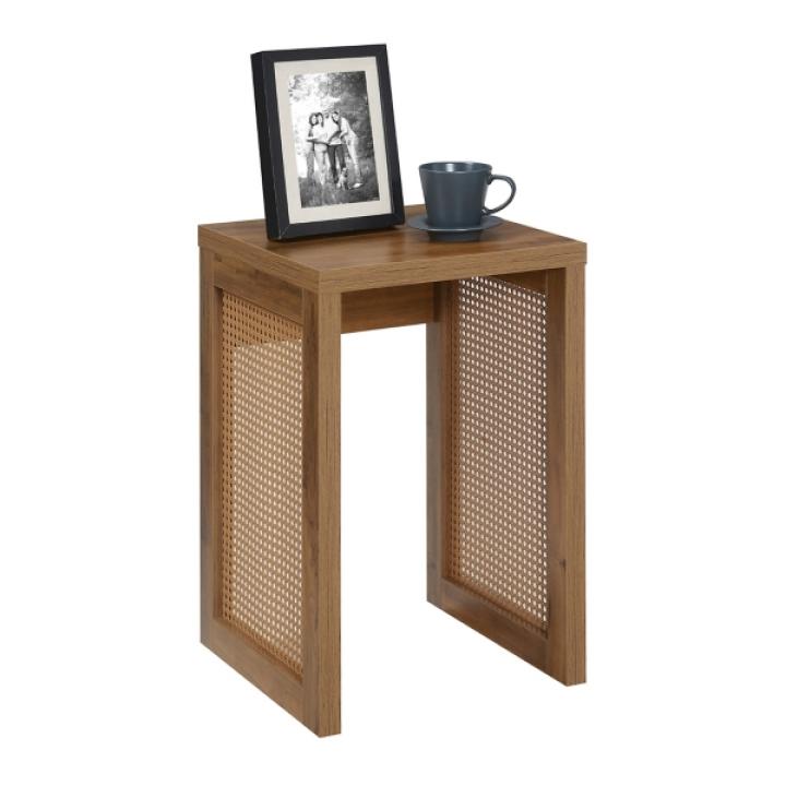 Northfield Brown Rattan Sides Open Accent Table
