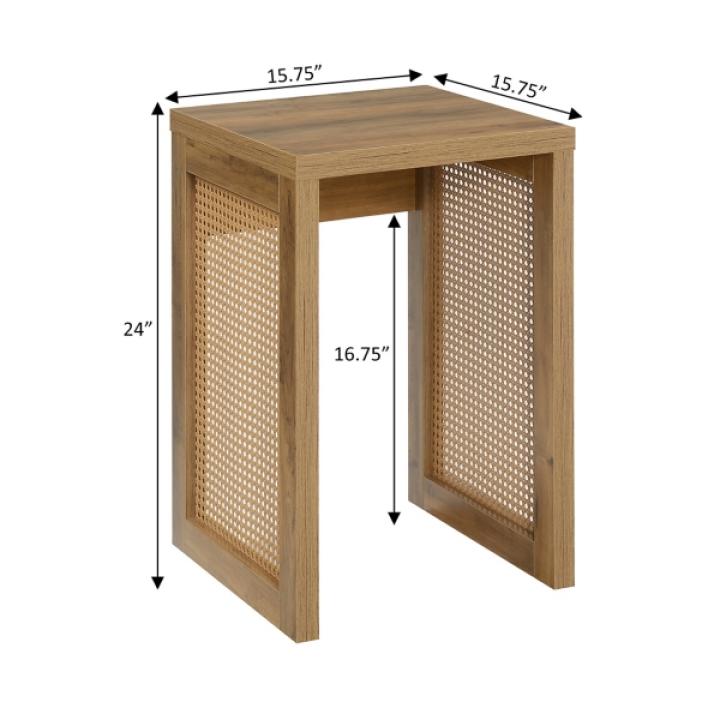 Northfield Brown Rattan Sides Open Accent Table