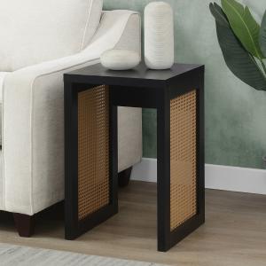 Northfield Black Rattan Sides Open Accent Table