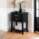 Black Flared Two-Drawer Accent Table