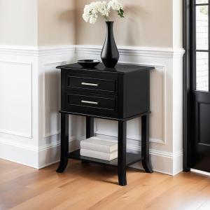 Black Flared Two-Drawer Accent Table