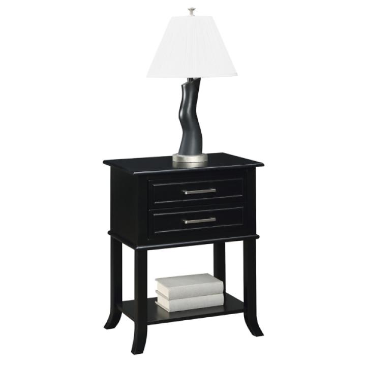 Black Flared Two-Drawer Accent Table