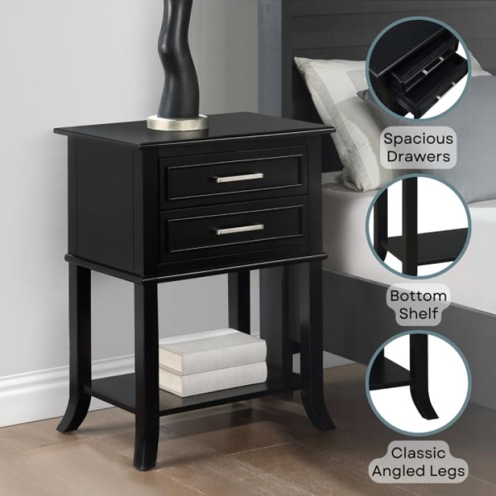 Black Flared Two-Drawer Accent Table