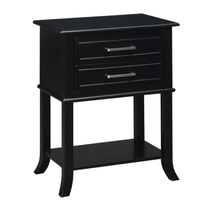 Black Flared Two-Drawer Accent Table
