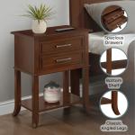 Brown Flared Two-Drawer Accent Table