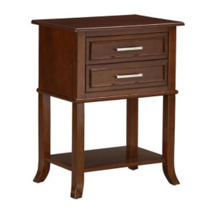 Brown Flared Two-Drawer Accent Table
