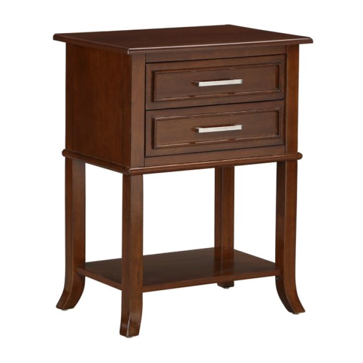 Brown Flared Two-Drawer Accent Table