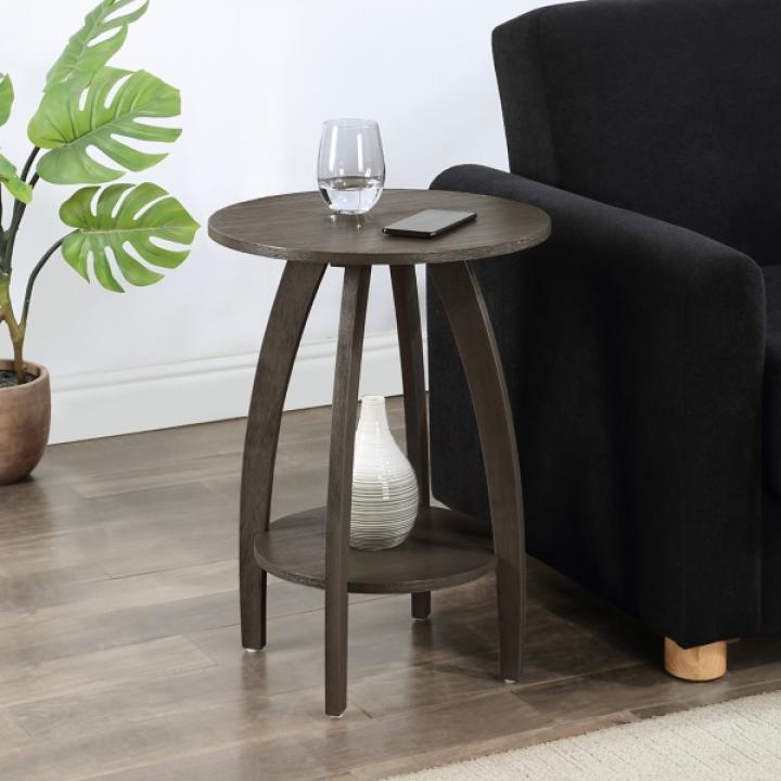 Aldrin Round Grey Wash Accent Table