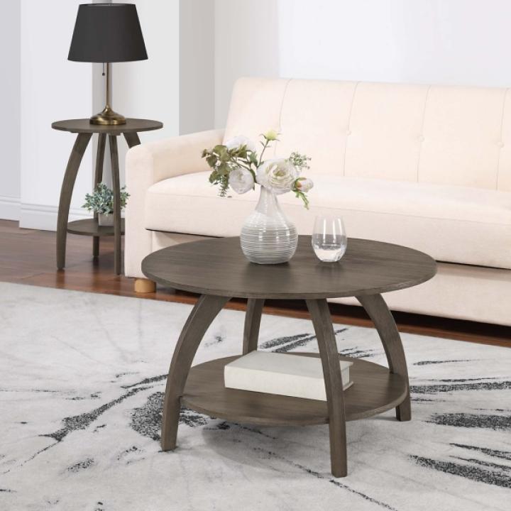 Aldrin Round Grey Wash Accent Table