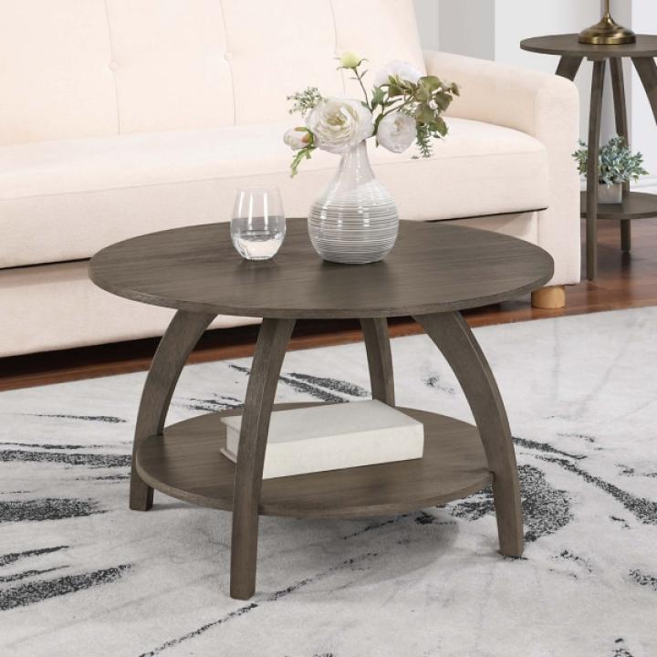 Aldrin Round Grey Wash Coffee Table