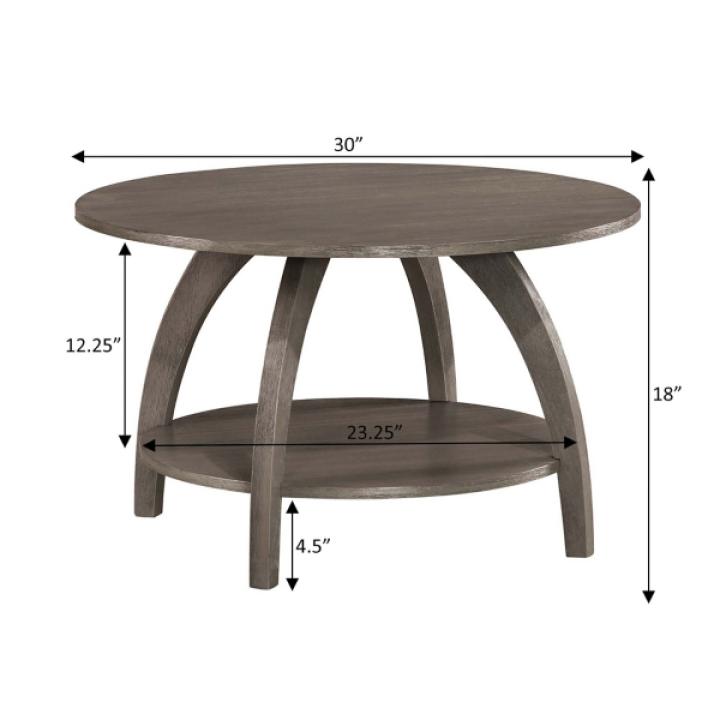 Aldrin Round Grey Wash Coffee Table