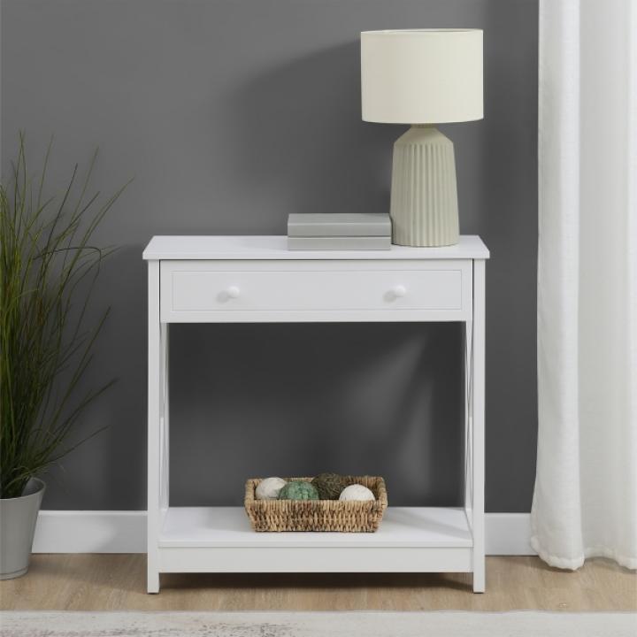 Oxford White X-Panel Console Table
