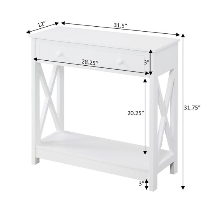 Oxford White X-Panel Console Table