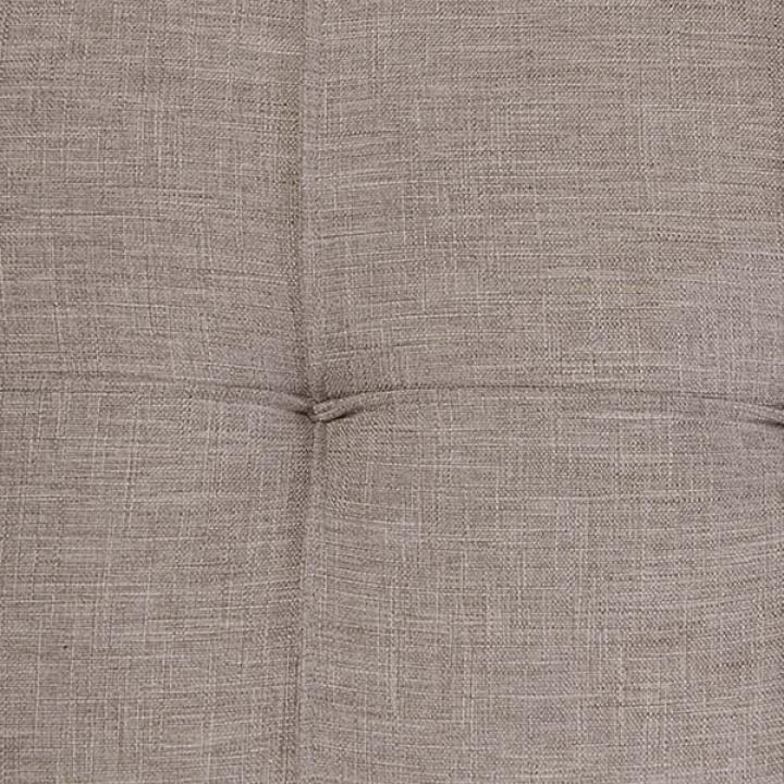 Tan Upholstered Round Shoe Storage Ottoman