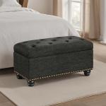 Gray Tufted Jess Storage Ottoman Bench