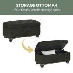 Gray Tufted Jess Storage Ottoman Bench