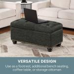 Gray Tufted Jess Storage Ottoman Bench