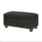 Gray Tufted Jess Storage Ottoman Bench