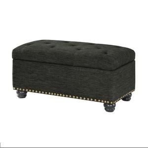 Gray Tufted Jess Storage Ottoman Bench