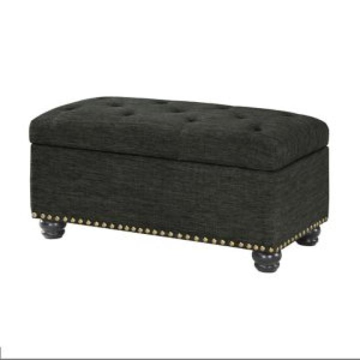 Gray Tufted Jess Storage Ottoman Bench