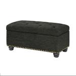 Gray Tufted Jess Storage Ottoman Bench
