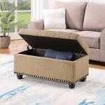 Beige Tufted Jess Storage Ottoman Bench