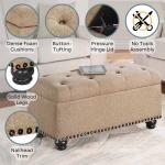 Beige Tufted Jess Storage Ottoman Bench
