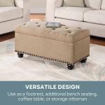 Beige Tufted Jess Storage Ottoman Bench