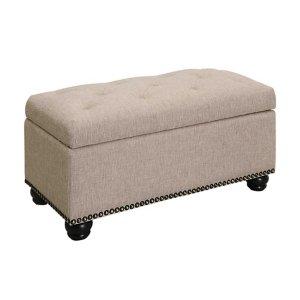 Beige Tufted Jess Storage Ottoman Bench
