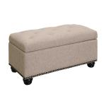 Beige Tufted Jess Storage Ottoman Bench