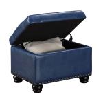 Navy Faux Leather Jessy Storage Ottoman