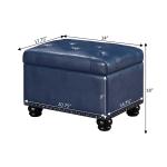 Navy Faux Leather Jessy Storage Ottoman